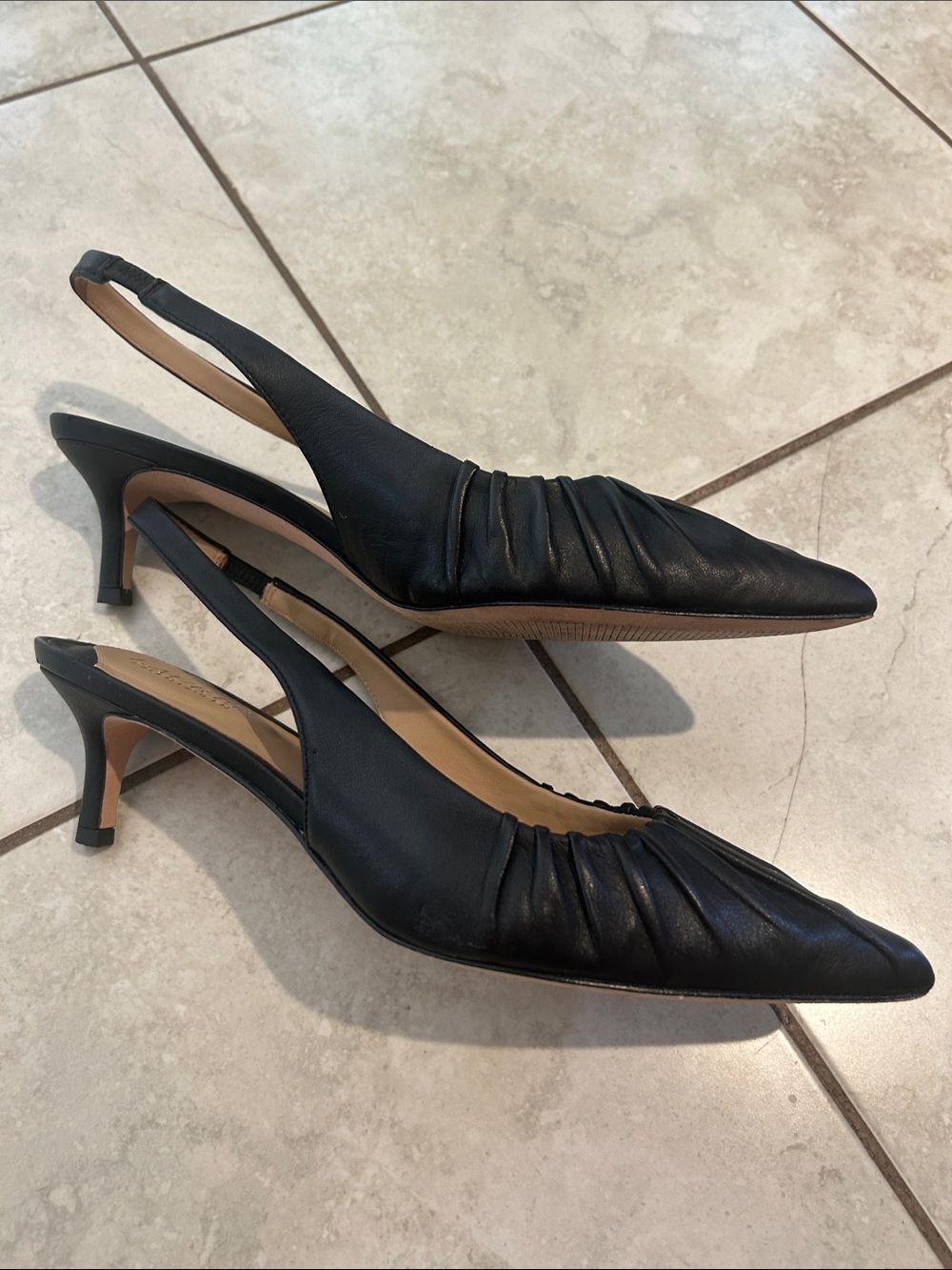 Lauren Ralph Lauren Black leather Slingback Pointed Flats - Picture 2 of 3